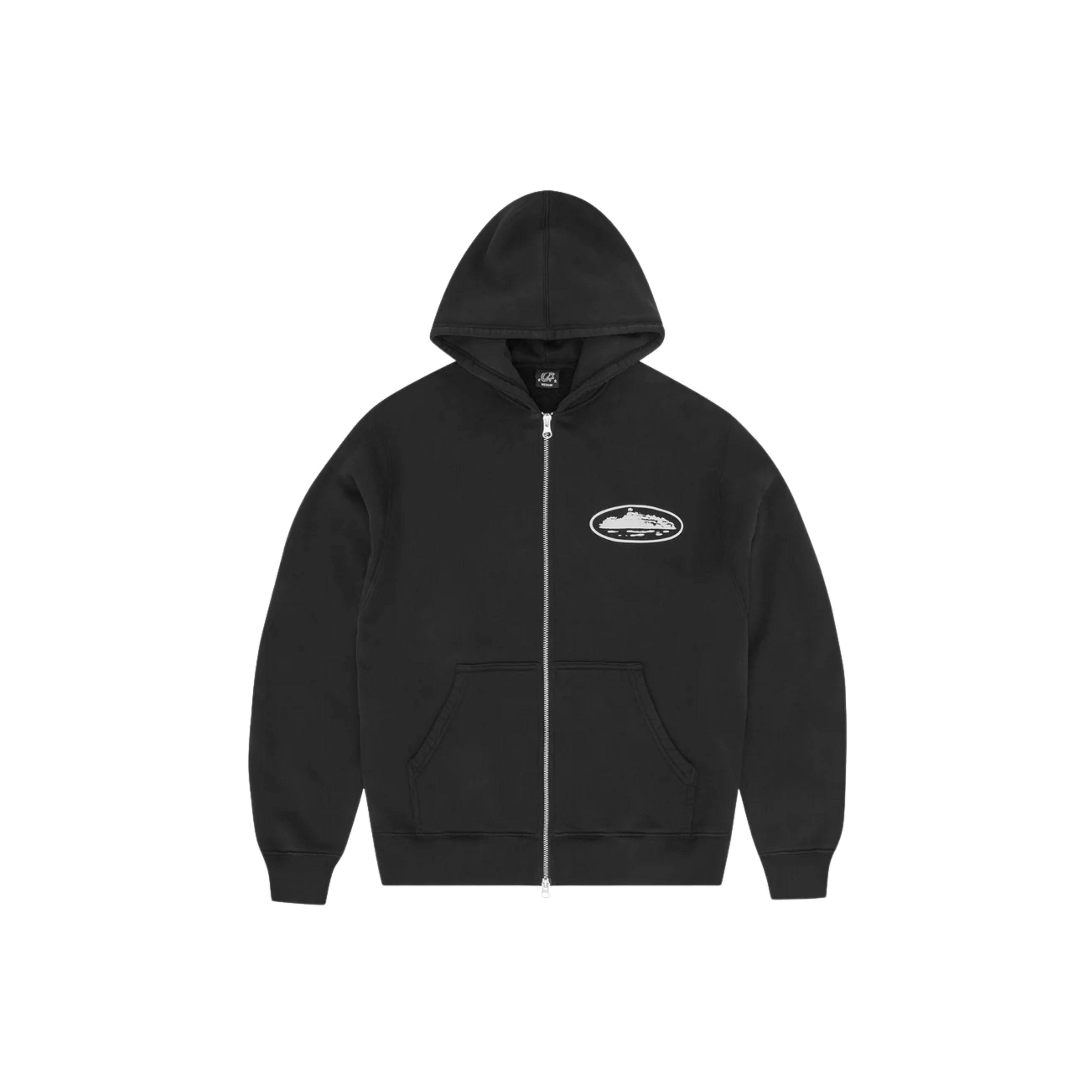 Corteiz Island Puff Print Zip Hoodie Black