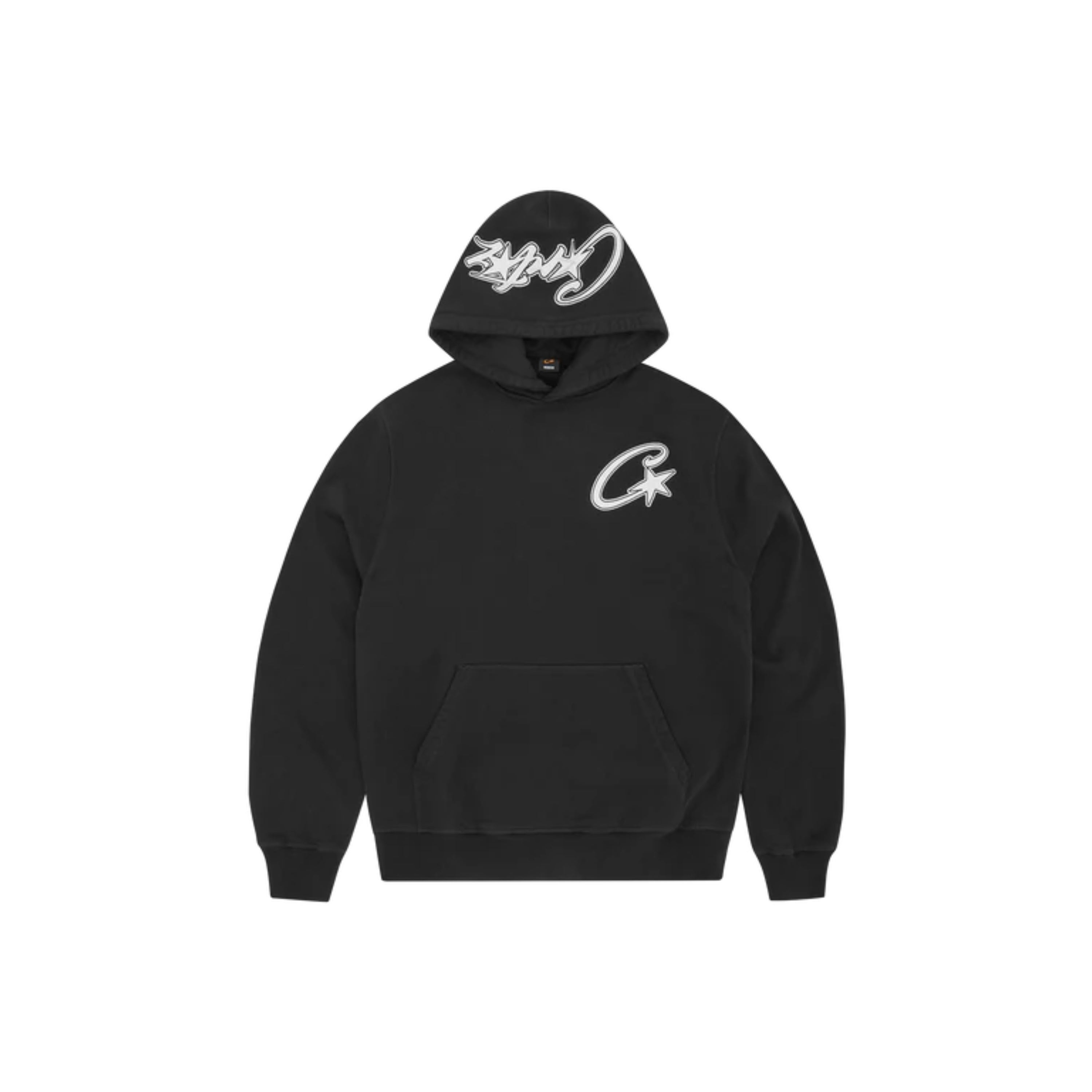 Corteiz Satin C Star Appliqué Hoodie Black