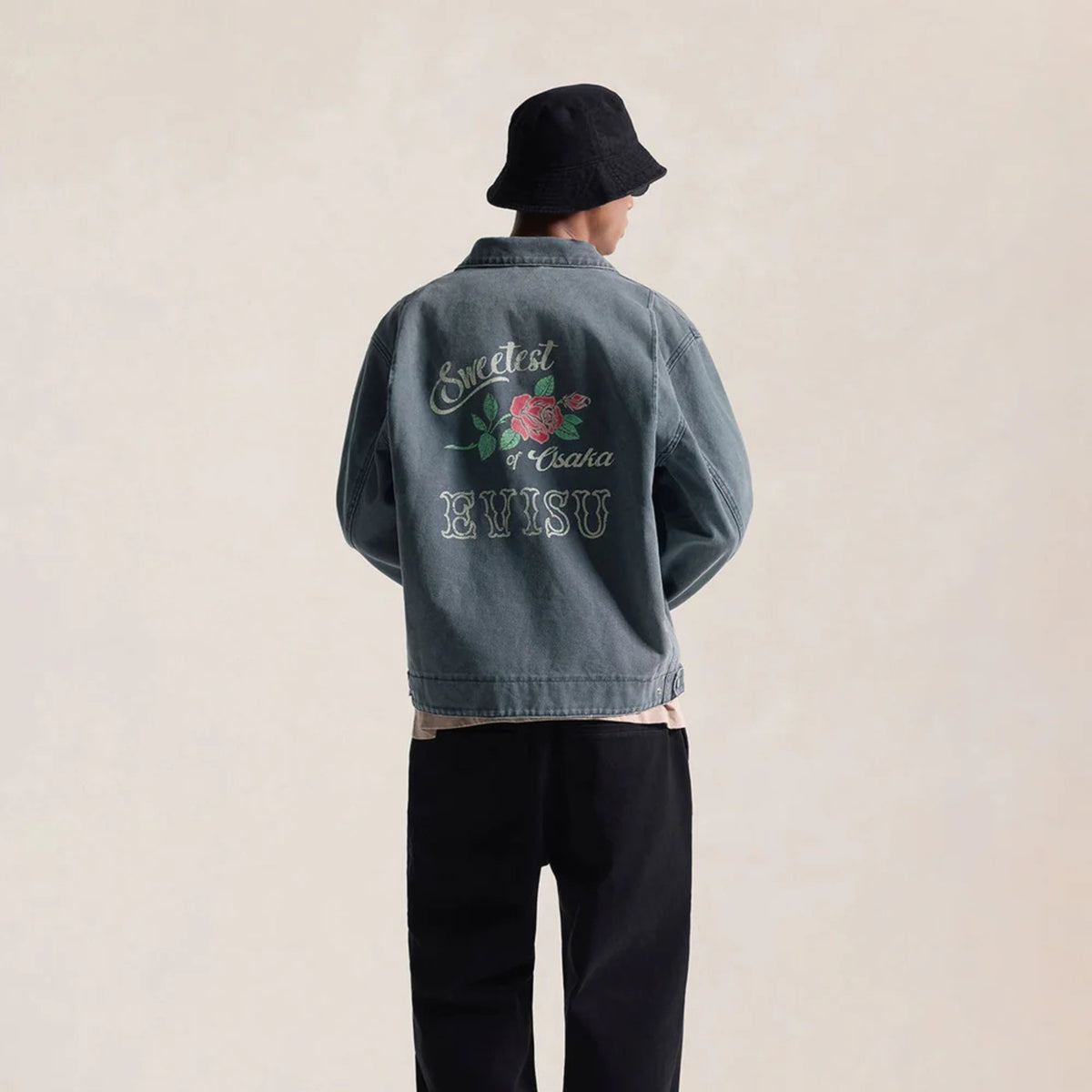 Evisu Distressed Work Jacket Smoke Grey