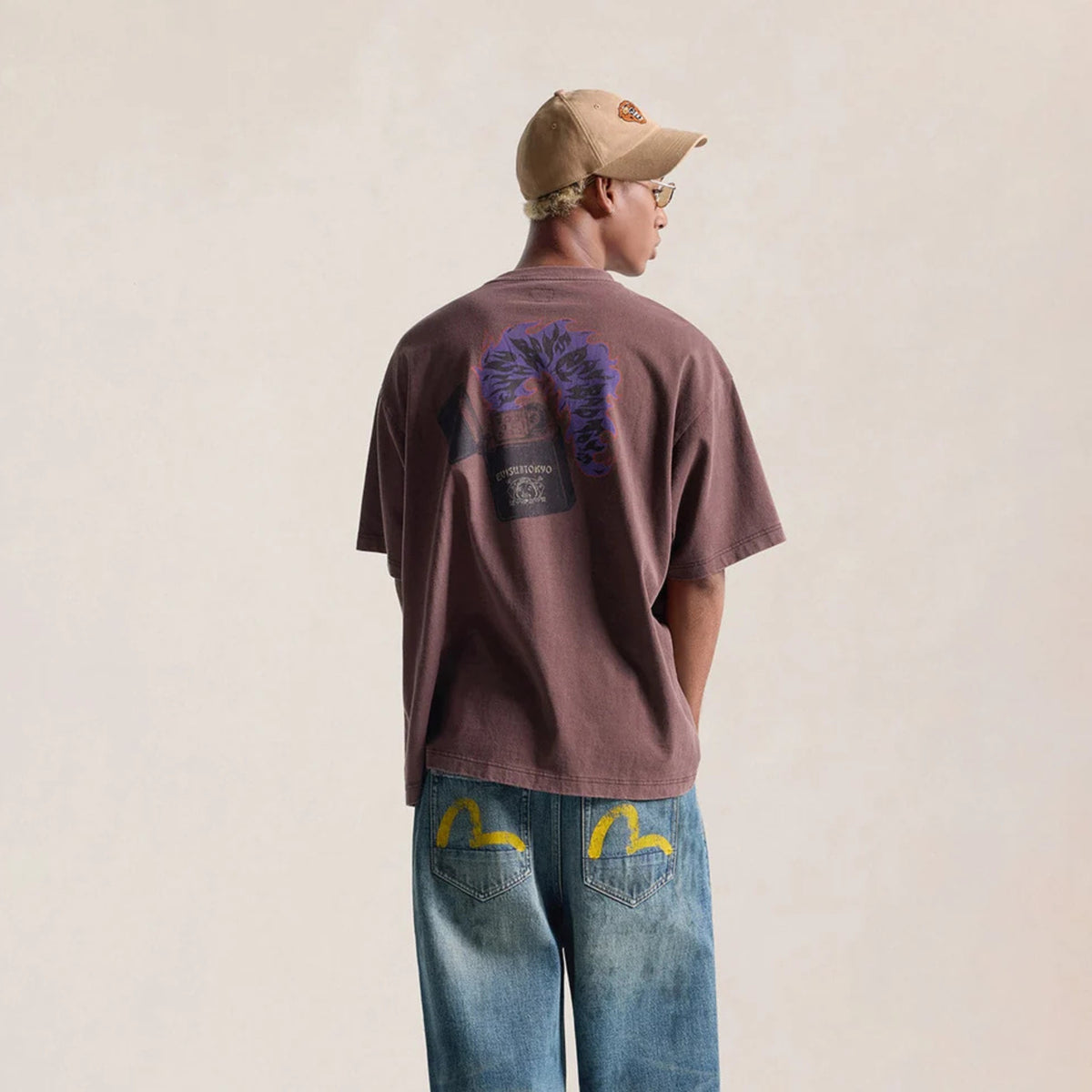Evisu Vintage Lighter Tee Brown