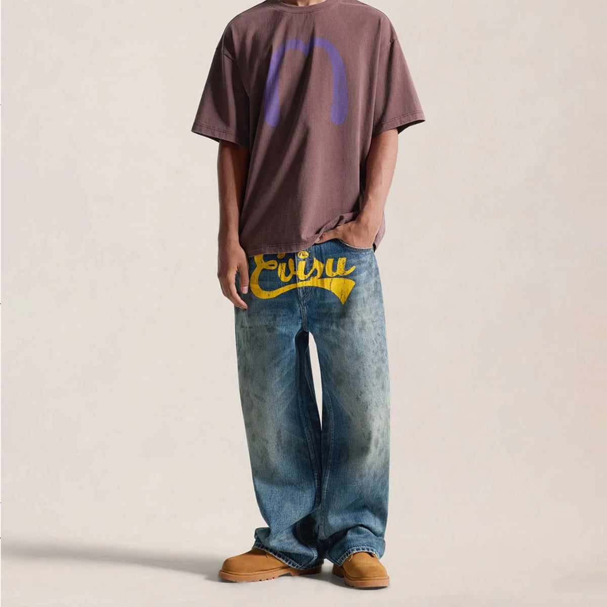 Evisu Vintage Oil Stain Denim Yellow