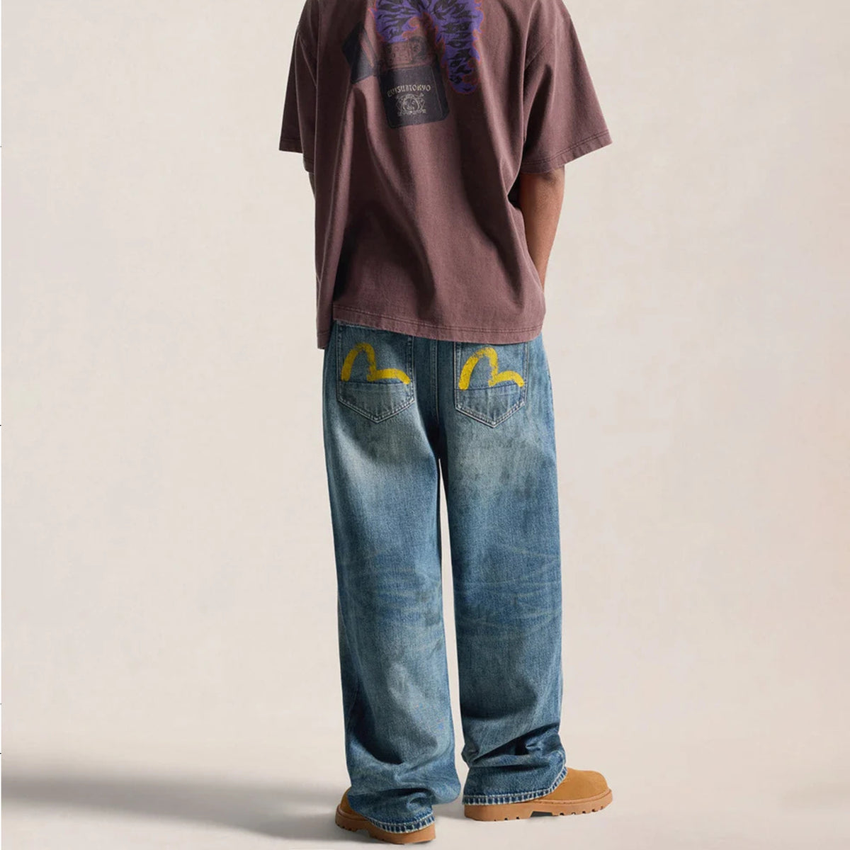 Evisu Vintage Oil Stain Denim Yellow