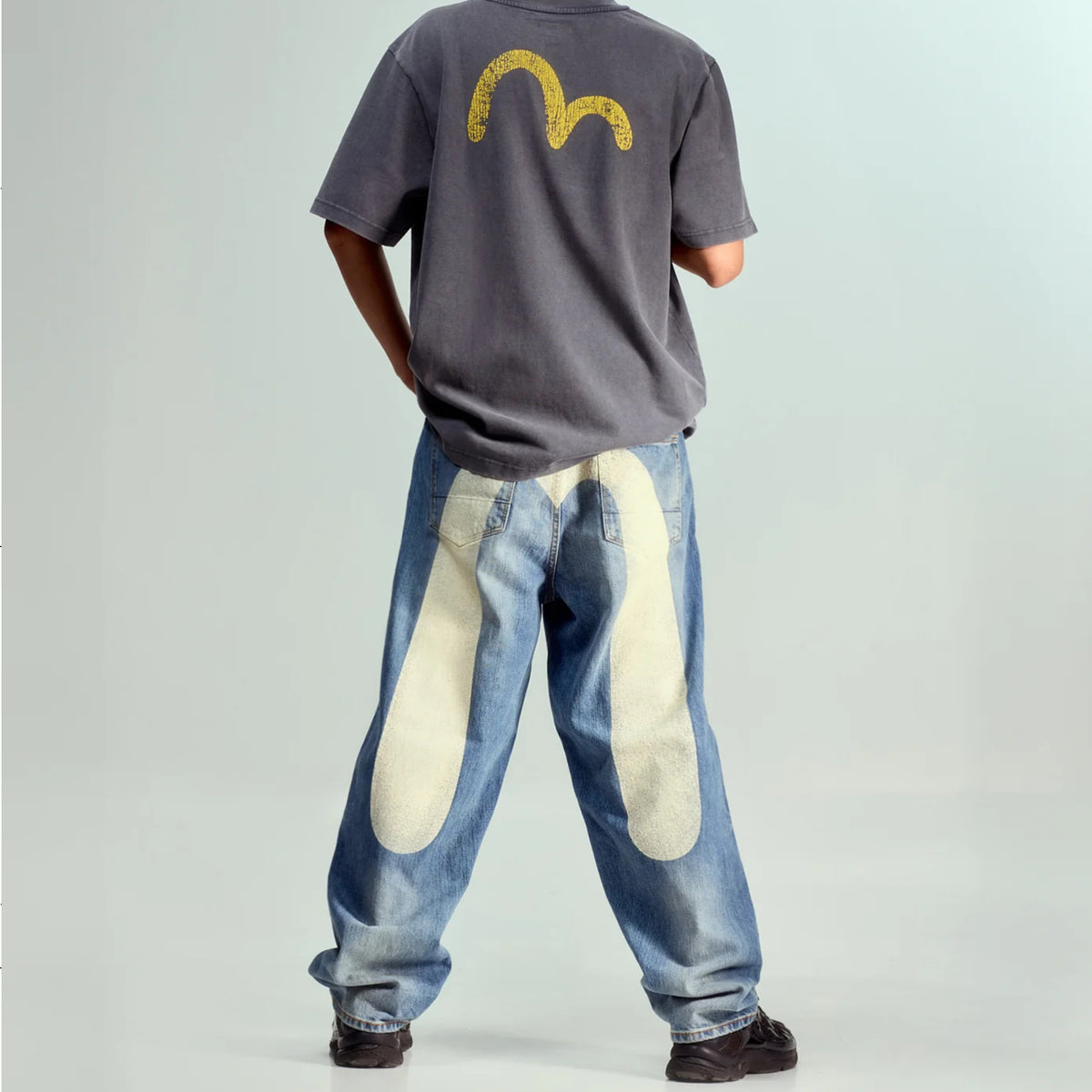 Evisu Ecru Daicock Printed Jeans White