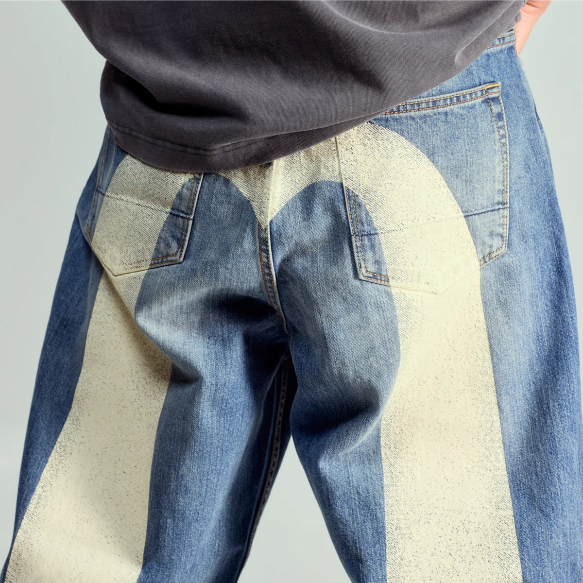 Evisu Ecru Daicock Printed Jeans White