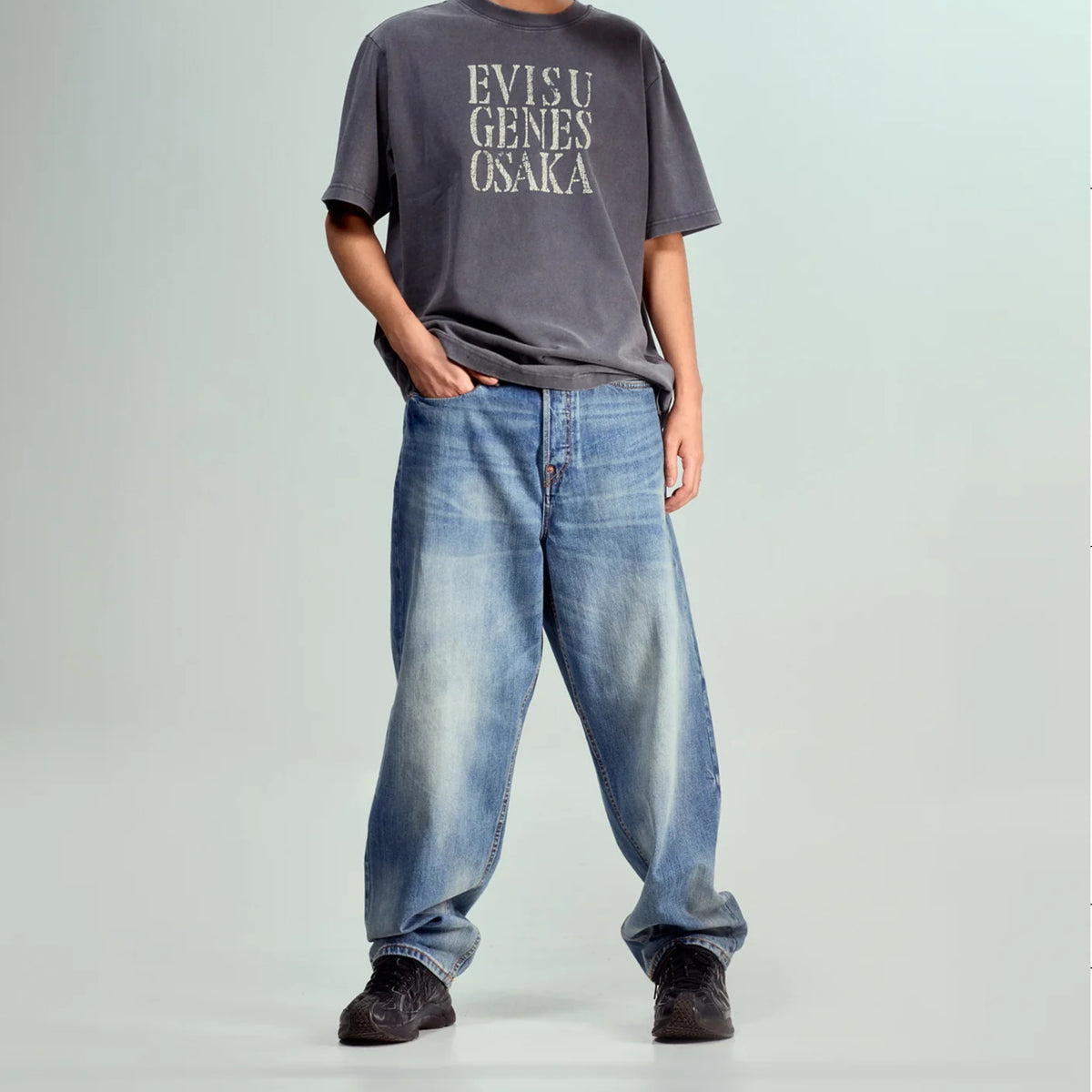 Evisu Ecru Daicock Printed Jeans White