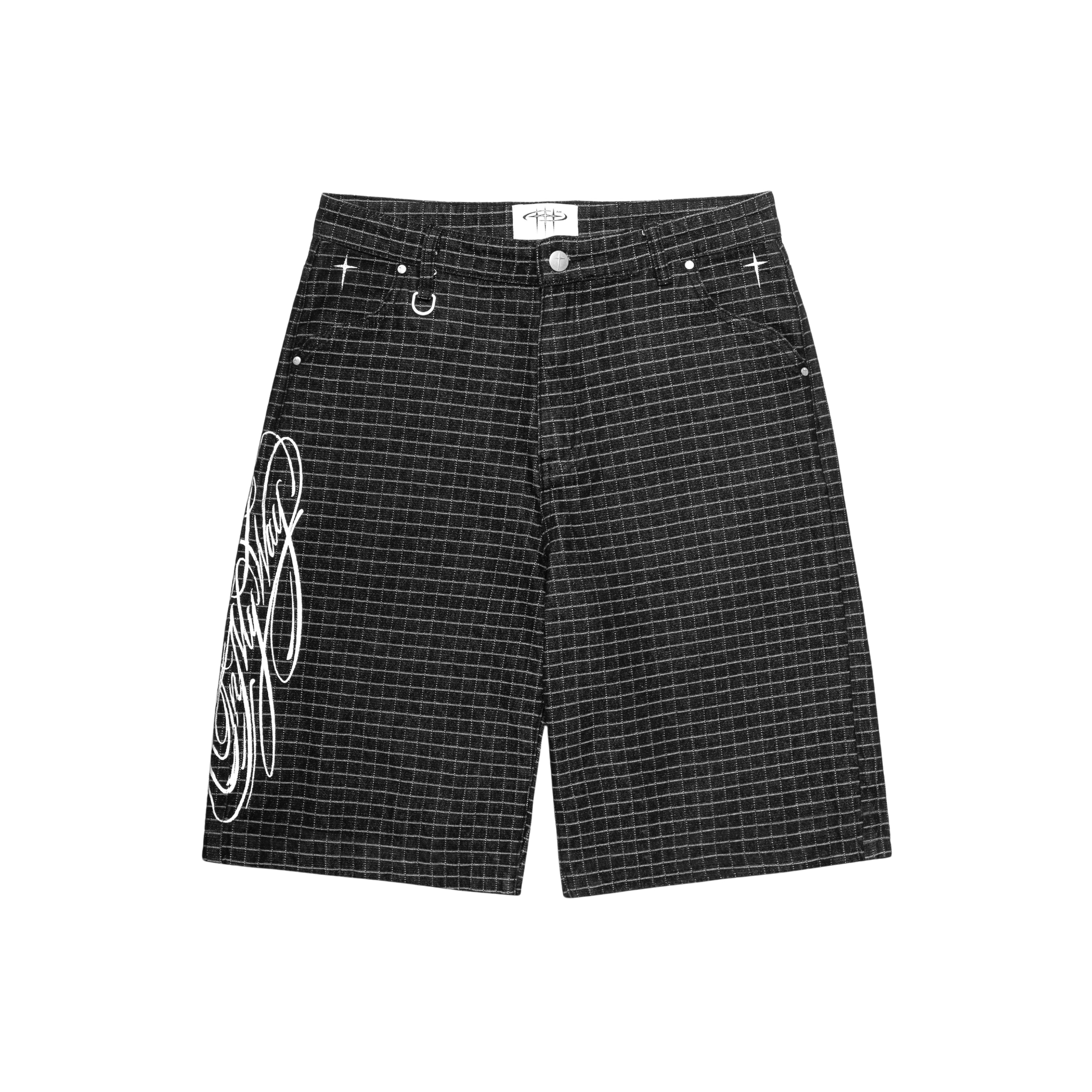 On My Way Stigma Checked Shorts Black