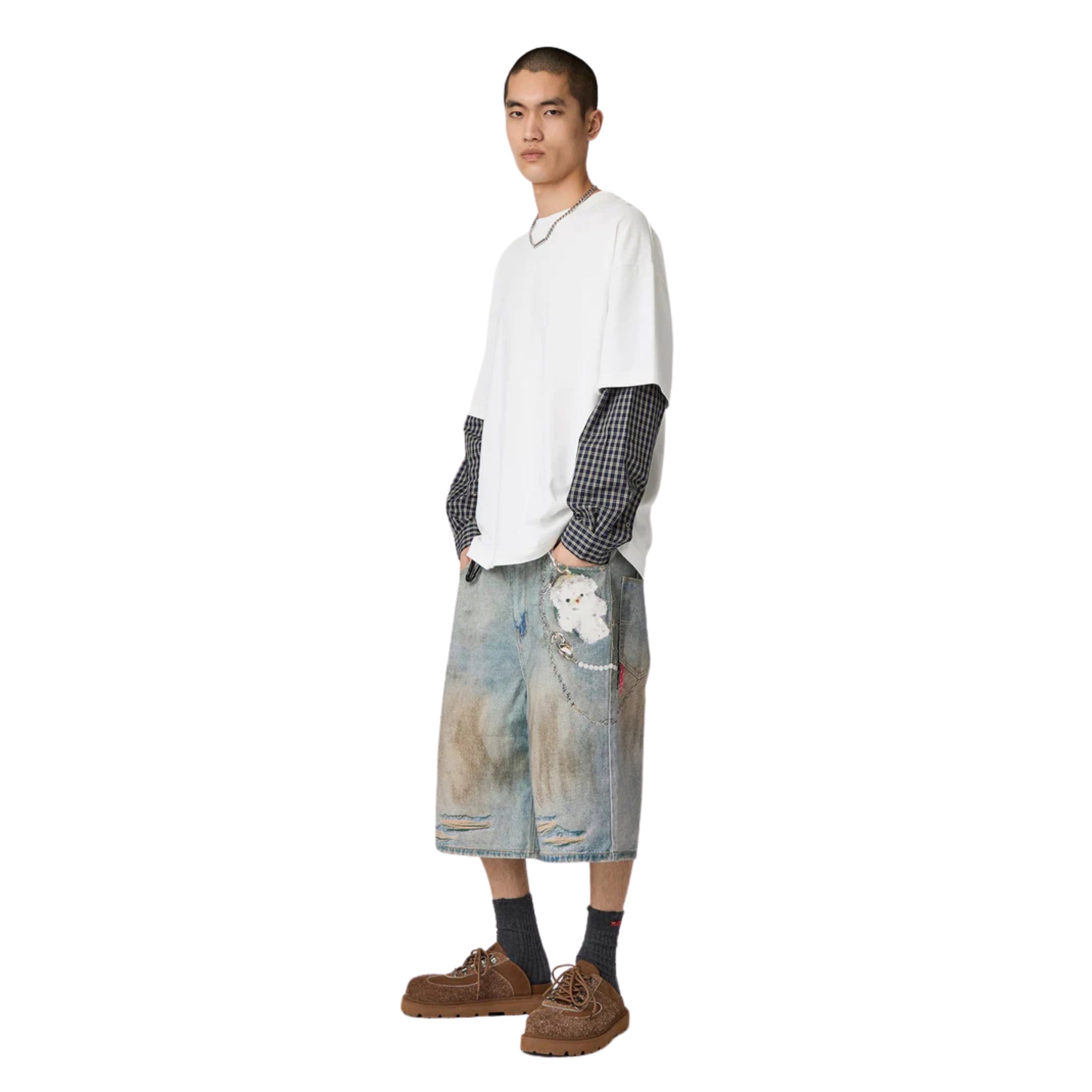 Acupuncture Layered Tartan Longsleeve White