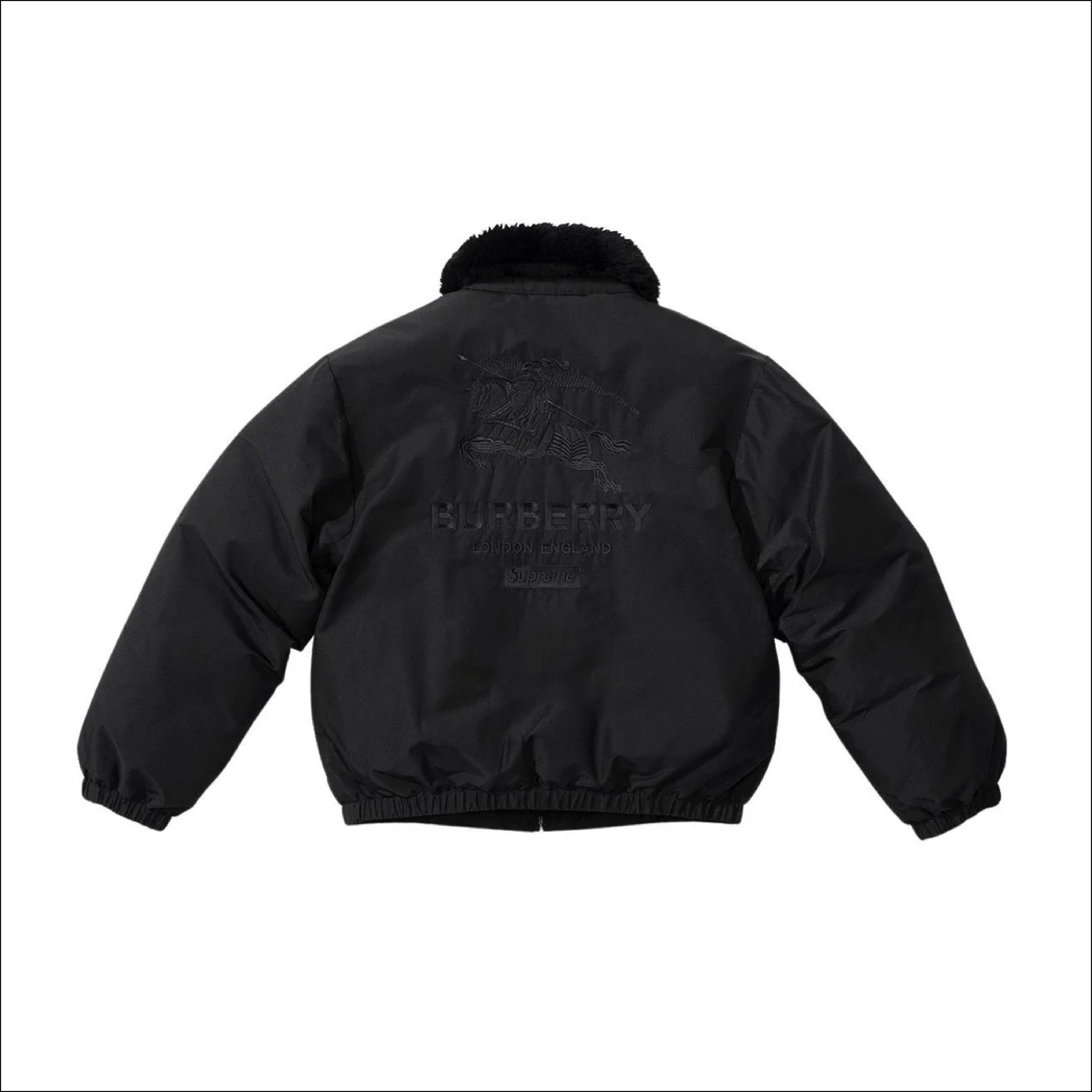 Supreme Burberry Down Jacket Shearling Black