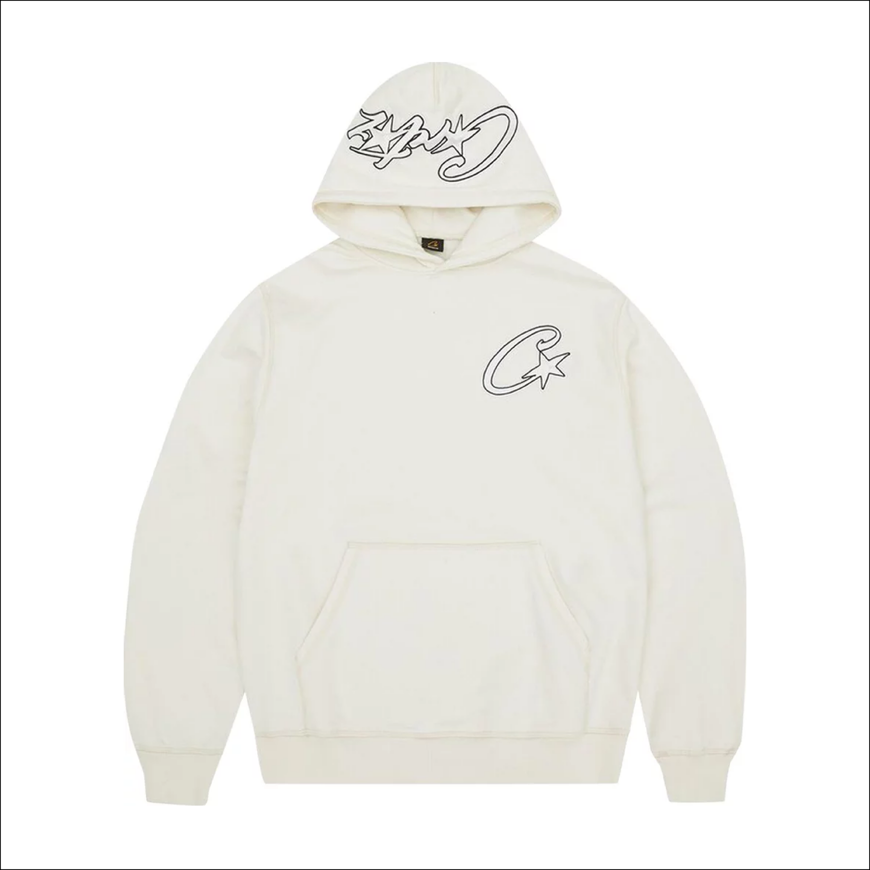 Corteiz Satin C Star Appliqué Off White Hoodie